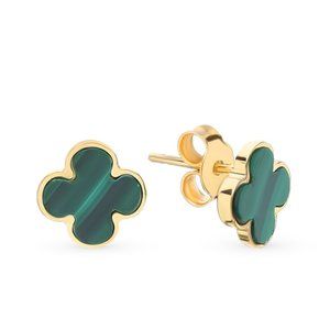 14 k Gold earrings with ECLAT malachite